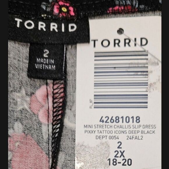 Torrid Plus Size Mini Stretch Challis Skull,Rose,Heart Slip Dress - Picture 13 of 15